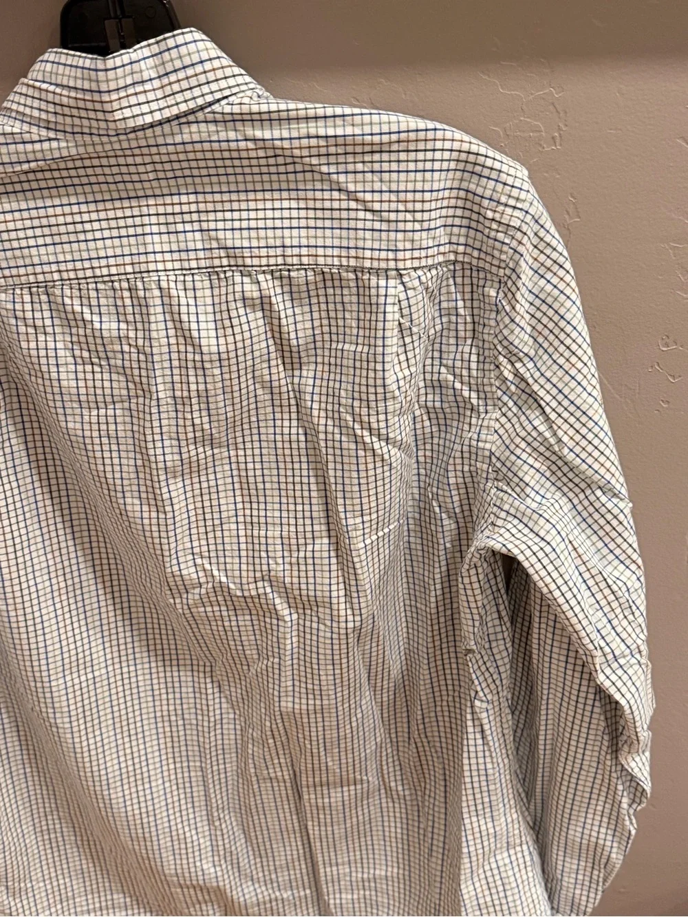J Crew Men’s Button Down Slim Flex White Blue Green Brown Check Shirt #497